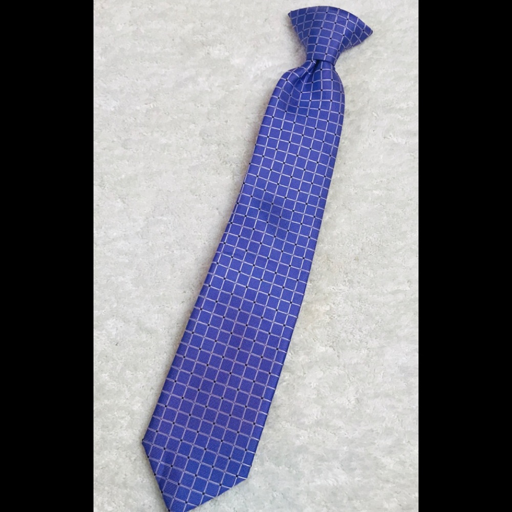 Chaps Tie Purple Clip On Boy’s Tie Purple Check - Picture 1 of 4